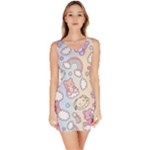 Pusheen Carebears Bears Cat Colorful Cute Pastel Pattern Bodycon Dress