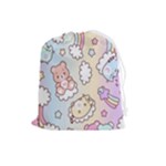 Pusheen Carebears Bears Cat Colorful Cute Pastel Pattern Drawstring Pouch (Large)