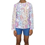 Pusheen Carebears Bears Cat Colorful Cute Pastel Pattern Kids  Long Sleeve Swimwear