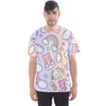 Pusheen Carebears Bears Cat Colorful Cute Pastel Pattern Men s Sport Mesh Tee