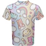 Pusheen Carebears Bears Cat Colorful Cute Pastel Pattern Men s Cotton Tee