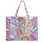 Pusheen Carebears Bears Cat Colorful Cute Pastel Pattern Zipper Mini Tote Bag