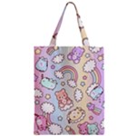 Pusheen Carebears Bears Cat Colorful Cute Pastel Pattern Zipper Classic Tote Bag