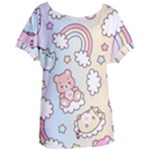 Pusheen Carebears Bears Cat Colorful Cute Pastel Pattern Women s Oversized Tee