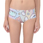 Pusheen Carebears Bears Cat Colorful Cute Pastel Pattern Mid-Waist Bikini Bottoms