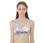 Pusheen Carebears Bears Cat Colorful Cute Pastel Pattern Sports Bra with Border