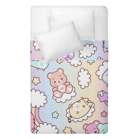 Pusheen Carebears Bears Cat Colorful Cute Pastel Pattern Duvet Cover Double Side (Single Size) from ArtsNow.com
