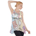 Pusheen Carebears Bears Cat Colorful Cute Pastel Pattern Side Drop Tank Tunic