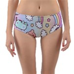 Pusheen Carebears Bears Cat Colorful Cute Pastel Pattern Reversible Mid-Waist Bikini Bottoms