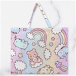 Pusheen Carebears Bears Cat Colorful Cute Pastel Pattern Zipper Large Tote Bag