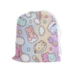 Pusheen Carebears Bears Cat Colorful Cute Pastel Pattern Drawstring Pouch (XL)
