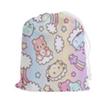 Pusheen Carebears Bears Cat Colorful Cute Pastel Pattern Drawstring Pouch (2XL)