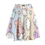 Pusheen Carebears Bears Cat Colorful Cute Pastel Pattern High Waist Skirt