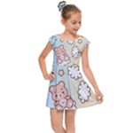 Pusheen Carebears Bears Cat Colorful Cute Pastel Pattern Kids  Cap Sleeve Dress