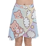 Pusheen Carebears Bears Cat Colorful Cute Pastel Pattern Chiffon Wrap Front Skirt