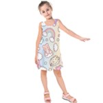 Pusheen Carebears Bears Cat Colorful Cute Pastel Pattern Kids  Sleeveless Dress