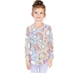 Pusheen Carebears Bears Cat Colorful Cute Pastel Pattern Kids  Long Sleeve Tee