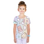 Pusheen Carebears Bears Cat Colorful Cute Pastel Pattern Kids  One Piece Tee