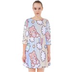 Pusheen Carebears Bears Cat Colorful Cute Pastel Pattern Smock Dress
