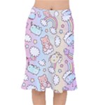 Pusheen Carebears Bears Cat Colorful Cute Pastel Pattern Short Mermaid Skirt