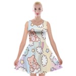 Pusheen Carebears Bears Cat Colorful Cute Pastel Pattern Velvet Skater Dress