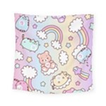 Pusheen Carebears Bears Cat Colorful Cute Pastel Pattern Square Tapestry (Small)