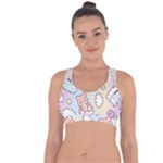 Pusheen Carebears Bears Cat Colorful Cute Pastel Pattern Cross String Back Sports Bra