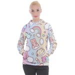 Pusheen Carebears Bears Cat Colorful Cute Pastel Pattern Women s Hooded Pullover