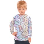 Pusheen Carebears Bears Cat Colorful Cute Pastel Pattern Kids  Hooded Pullover