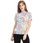 Pusheen Carebears Bears Cat Colorful Cute Pastel Pattern Women s Short Sleeve Rash Guard