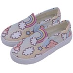 Pusheen Carebears Bears Cat Colorful Cute Pastel Pattern Kids  Canvas Slip Ons