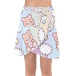 Pusheen Carebears Bears Cat Colorful Cute Pastel Pattern Wrap Front Skirt