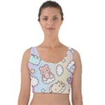 Pusheen Carebears Bears Cat Colorful Cute Pastel Pattern Velvet Crop Top