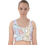 Pusheen Carebears Bears Cat Colorful Cute Pastel Pattern Velvet Racer Back Crop Top