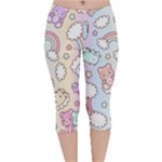 Pusheen Carebears Bears Cat Colorful Cute Pastel Pattern Velvet Capri Leggings 