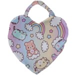 Pusheen Carebears Bears Cat Colorful Cute Pastel Pattern Giant Heart Shaped Tote