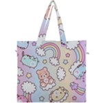 Pusheen Carebears Bears Cat Colorful Cute Pastel Pattern Canvas Travel Bag