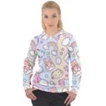 Pusheen Carebears Bears Cat Colorful Cute Pastel Pattern Women s Overhead Hoodie