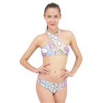 Pusheen Carebears Bears Cat Colorful Cute Pastel Pattern High Neck Bikini Set