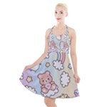 Pusheen Carebears Bears Cat Colorful Cute Pastel Pattern Halter Party Swing Dress 