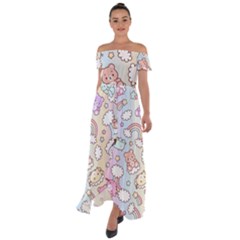 Off Shoulder Open Front Chiffon Dress 