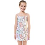 Pusheen Carebears Bears Cat Colorful Cute Pastel Pattern Kids  Summer Sun Dress