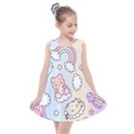 Pusheen Carebears Bears Cat Colorful Cute Pastel Pattern Kids  Summer Dress