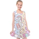 Pusheen Carebears Bears Cat Colorful Cute Pastel Pattern Kids  Cross Back Dress