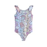 Pusheen Carebears Bears Cat Colorful Cute Pastel Pattern Kids  Frill Swimsuit