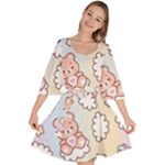 Pusheen Carebears Bears Cat Colorful Cute Pastel Pattern Velour Kimono Dress