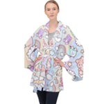 Pusheen Carebears Bears Cat Colorful Cute Pastel Pattern Long Sleeve Velvet Kimono 