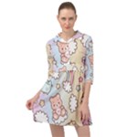 Pusheen Carebears Bears Cat Colorful Cute Pastel Pattern Mini Skater Shirt Dress