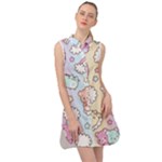 Pusheen Carebears Bears Cat Colorful Cute Pastel Pattern Sleeveless Shirt Dress