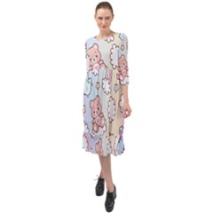 Ruffle End Midi Chiffon Dress 